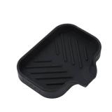 MicoYang Silicone Bathroom Soap Dishes with Drain Spout-Bathroom and Kitchen Sink Organizer,Sponge Holder,Dish Soap Tray,Perfect for Dispenser,Scrubber,Bottle,Cup on Sink or Counter-Black 4.9x3.2