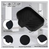 MicoYang Silicone Bathroom Soap Dishes with Drain Spout-Bathroom and Kitchen Sink Organizer,Sponge Holder,Dish Soap Tray,Perfect for Dispenser,Scrubber,Bottle,Cup on Sink or Counter-Black 4.9x3.2