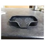 MicoYang Silicone Bathroom Soap Dishes with Drain Spout-Bathroom and Kitchen Sink Organizer,Sponge Holder,Dish Soap Tray,Perfect for Dispenser,Scrubber,Bottle,Cup on Sink or Counter-Black 4.9x3.2