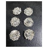 MECCANIXITY 6pcs Rhinestone Flower Sewing Buttons 1 Inch Crystal Shank Buttons for Jewelry Making Cloth DIY Sewing Embellishments, Silver White3 PIECES NEED GLUED BACK ON