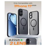 TOCOL for iPhone 17 Case, Compatible with Magsafe, Full Camera Protection, Built-in Magnetic Ring, Drop Protection, Translucent Matte Phone Case for iPhone 17 6.3 inch (Black)