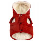 Vecomfy Fleece Lining Extra Warm Dog Hoodie in Winter for Small Dogs Jacket Puppy Coats with Hooded,Red M