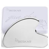 BESKAR Gua Sha Facial Tools, Stainless Steel Guasha Massage Sticks for Jawline Sculpting, Tighten Face Skin and Reduce Wrinkles, Face Eyes Body Neck Massage Tool, Skin Care Gift