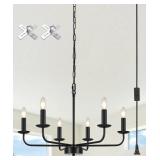 ZemSum 6 Light Plug in Chandelier, Hanging Lights with Plug in Cord & on/Off Switch, Farmhouse Plug in Hanging Light for Dining Room, Living Room, Kitchen, Bedroom, Entryway
