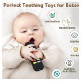 Teething Relief Teethers Toys for Babies 3-6-12 Months Gifts, Food Grade Silicone Sensory Baby Remote Control Teether Bath Toy for Newborn Infant Boy Girl Autism Birthday Christmas Gift, Black