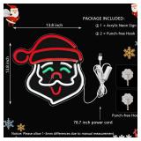 Santa Claus Neon Sign, Christmas LED Neon Signs for Wall Decor,Christmas Acrylic Neon Light Signs with USB/Swicth for Bedroom Teen Girl Kid Party