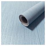 Dviolet 15.7in x 393in Blue Textured Fabric Wallpaper - Peel and Stick for Bathroom