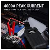 Jump Starter 4000A Peak, Portable Car Battery Jump Starter for 9L Gas 8L Diesel Engines, Power Pack with LED Flashlight, USB Quick Charge, Auto Battery Charger for Cars, Trucks, SUV, Gifts for Men
