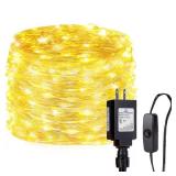 lezoura Fairy Lights Plug in, 33ft 100 LED String Lights Warm White Copper Wire Light Indoor Outdoor Starry String Lights for Patio Garden Bedroom Party Decoration