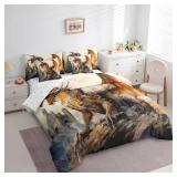 Feelyou Flying Dragon Bed in a Bag Magical Castle Twin Comforter Set with Sheets for Kids Boys Girls Jungle Animals Dragon  Bedding Set Blue Black Bed Set