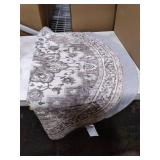 TOPRUUG Washable Oriental Area Rug - 4ft Round Rugs for Living Room Soft Carpet for Bedroom Waterproof Floral Distressed Indoor Stain Resistant Non-Shedding Floor Carpets (Beige, 4ft-Round)