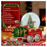 Json Lighted Musical Christmas Train Snow Globe Lantern with Christmas Trees, Battery Operated Water Glittering Lantern with Music and 6H Timer Christmas Table Centerpiece Decoration and Gift