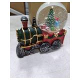 Json Lighted Musical Christmas Train Snow Globe Lantern with Christmas Trees, Battery Operated Water Glittering Lantern with Music and 6H Timer Christmas Table Centerpiece Decoration and Gift