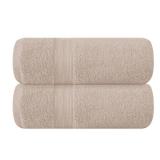 BOUTIQUO Cotton 2 Pack Oversized Bath Towel Set, Large Bath Towels 27x54, Ultra Soft, Absorbent, Compact, Quick Drying and Lightweight, Eco-Friendly and 100% Recyclable Towel Set - Tan
