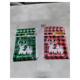 Shintop BULK Christmas Treat Bags with Drawstring, 5.9x9inch Buffalo Plaid Small Gift Bags Plastic Holiday Candy Pouches for Cookies Goodie Snacks Party Favors (Red & Green)