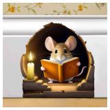 6 Pcs Cute Mouse Wall Decals Peel and Stick for Classroom, Funny Wall Art Decor, Kids Room, Classroom, Home, Bedroom, Bookcase, Book Lover, Children, Adorable