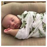 LifeTree Muslin Swaddle Blankets, Woodland Baby Swaddling Wrap Nursery Receiving Blanket for Boys & Girls Unisex, Soft 70% Viscose from Bamboo and 30% Cotton, Large 47 x 47 inches