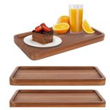 KOLWOVEN Solid Acacia Wood Serving Tray - 3 Pack, 11.8 x 5.9 Rectangular Wooden Serving Platter, Wood Boards for Food, Mini Cheese Board for Vegetable, Charcuterie, Appetizer, Decor (Set 3)