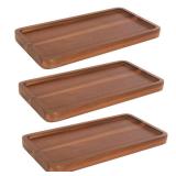KOLWOVEN Solid Acacia Wood Serving Tray - 3 Pack, 11.8 x 5.9 Rectangular Wooden Serving Platter, Wood Boards for Food, Mini Cheese Board for Vegetable, Charcuterie, Appetizer, Decor (Set 3)