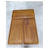 KOLWOVEN Solid Acacia Wood Serving Tray - 3 Pack, 11.8 x 5.9 Rectangular Wooden Serving Platter, Wood Boards for Food, Mini Cheese Board for Vegetable, Charcuterie, Appetizer, Decor (Set 3)
