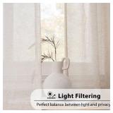 FMFUNCTEX Linen Sheer Curtains for Bedroom, Taupe Curtains 84 inches Long for Living Room, Brown Farmhouse French Flax Blend Window Draperies, Rod Pocket 2 Panels Set
