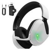 Gvyugke Wireless Gaming Headset for Xbox Series X/S, Xbox One, PS5, PC, Mac, Bluetooth 6.0 Gaming Headphones with Flip-to-Mute Noise-Canceling Mic, Foldable, 3D Surround Sound, 45H Battery - White