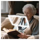Large 10X Hands Free Magnifying Glass with Light for Reading Neck Wear Magnifier with Adjustable Brightness 50 Led Lights Flexible Gooseneck Full Book Page Magnifier for Seniors Low Vision Elderly