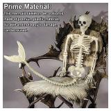 Pipilily 38 Inches Halloween Mermaid Skeleton, 2 Pcs Halloween Skeleton Mermaid with Posable Movable Jonints and SoftTail for Halloween Decoration Decor Spooky Scene Party Favors, White 4 BROKEN FINGE