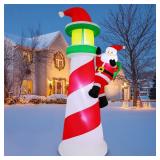 COMIN 10.1 FT Christmas Decorations Outdoor Inflatables Santa Claus Climb The Lighthouse Blowups with Built-in LEDs for Yard Party Lawn Decor