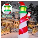 COMIN 10.1 FT Christmas Decorations Outdoor Inflatables Santa Claus Climb The Lighthouse Blowups with Built-in LEDs for Yard Party Lawn Decor