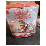 COMIN 10.1 FT Christmas Decorations Outdoor Inflatables Santa Claus Climb The Lighthouse Blowups with Built-in LEDs for Yard Party Lawn Decor