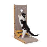 Cat Cuddles Cardboard Cat Scratcher for Indoor Cats - 3-in-1 Vertical & Horizontal Cardboard Scratch Pad with Toy Ball - L-Shape Scratching Post for Furniture Protection