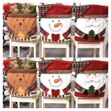 APXPF Christmas Chair Covers Set of 6 Christmas Chair Back Covers for Dining Room Cute Santa Chair Cover Party Chair Covers Christmas Decorations Red