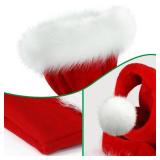 OGAJO Christmas Hat for Adults Santa Hats Unisex Red Velvet Extra Thicken Holiday Headwear Xmas Hat for Festive New Year Party (1pcs)