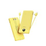 VEGER Portable Charger with Built-in AC Plug and Cables, All in One 10000mAh Ultra Slim Power Bank Travel Essentials, 15W Fast Charging Battery Pack Compatible with iPhone, Samsung, Android (Yellow)