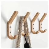 Watbeyoz Wooden Coat Hooks Wall Hooks,Natural Oak Wood Hooks Decorative Vintage Wood Wall Hooks Organizer Heavy Duty Wall Mounted Hooks for Hanging Coats, Key, Cap, Cup (4 Pack)