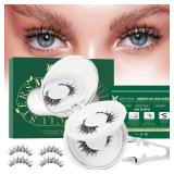 KEYYOU Reusable Magnetic Eyelashes 2 Pair with Applicator No Glue Needed 3D Natural Magnetic Lashes, Easy to Apply & Long Lasting for Daily Use & Events(A05+A05)