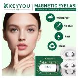 KEYYOU Reusable Magnetic Eyelashes 2 Pair with Applicator No Glue Needed 3D Natural Magnetic Lashes, Easy to Apply & Long Lasting for Daily Use & Events(A05+A05)