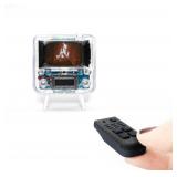 TinyCircuits TinyTV 2 Portable Retro Mini TV 1.14 IPS Screen, Preloaded & Uploadable Videos, USB-C Rechargeable, Knob Controls + Tiny Remote (Clear)