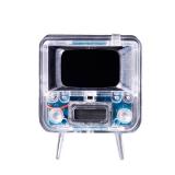 TinyCircuits TinyTV 2 Portable Retro Mini TV 1.14 IPS Screen, Preloaded & Uploadable Videos, USB-C Rechargeable, Knob Controls + Tiny Remote (Clear)