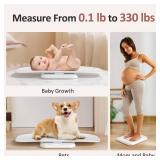 Baby Scale, Multifunctional Baby Weight Scale, Pet Scale for Puppy, Cat, Adult Scale Up to 330lbs, Accurate Digital Scale with Hold Function, 27-inch Height Measurement, 5 Units, LED Screen
