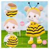 OUOZZZ 12.6 Soft Baby Doll Toys for 1 + Year Old Girl Gifts, Birthday Gifts for 1 Year Old Girl Valentine Plush Toys Gift for Toddler Kids Yellow Bee Dress