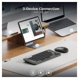 seenda Bluetooth Keyboard and Mouse Combo, COE203 Compact Wireless Keyboard and Mouse,Retro Round Keycaps,3 Device Connection for PC/Computer/Laptop/Mac/iPad, Black