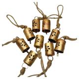 BELLUXE Rusty Harmony Cow Bells 10 Pieces - Vintage Handmade Rustic Lucky Christmas Hanging 2 Inch Bells (Cylinder Shape)