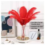 Soarer Red Ostrich Feathers for Vase - 10Pcs Making Kit 34inch Extra Large Ostrich Feathers Long for Tall Vase,Floral Arrangement,Theme Party Centerpieces and Wedding Home Decoration(Red)