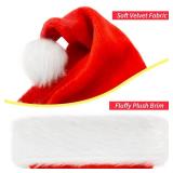 BOSONER Santa Hat, Unisex Velvet Comfort Christmas Hat, Extra Thicken Classic Fur for Christmas New Year Festive Holiday Party Supplies