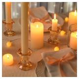 Lanttu Glass Candle Holders Set, 12 Pcs Gold Candlestick Holders Bulk, Taper Candle Holders for Wedding, Festival Table Centerpiece,Home Decoration