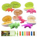 Playdough Dinosaur Eggs Sets for Kids Ages 3-6, Dinosaur Dough Play Molds,Play Clay Accessories Dinosaur Toys Present for 3 4 5 6 7 8 Year Old Girls Boys