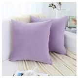 Jeneoo Comfy Soft Thick Velvet Throw Pillow Covers Decorative Solid Square Couch Cushion Cases for Bedroom Sofa Car Decor (Lavender, 16 x 16 Inches, 2 Pieces)