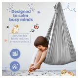 Sensory Swing for Kids with Special Needs (Hardware Included) Therapy Swing Cuddle Swing Indoor Outdoor Kids Swing Hammock for Child & Adult with Autism, Aspergers, Sensory Integration (Light Grey)